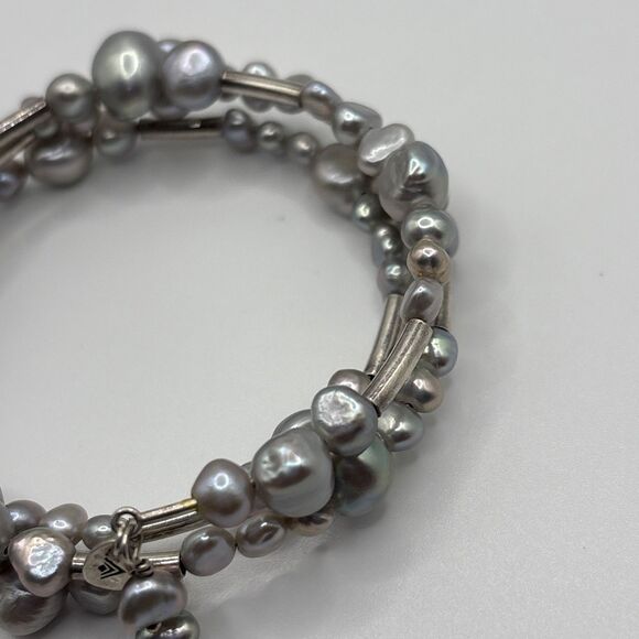 Silpada Sterling Silver Gray Pearl Wrap Bracelet B2184 .925 Freshwater Signed - Picture 5 of 9